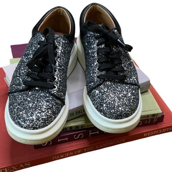 Linea Paolo Kelsey Platform Tennis Shoes Gold Glitter Metallic Womens Size 7.5 - Picture 3 of 9